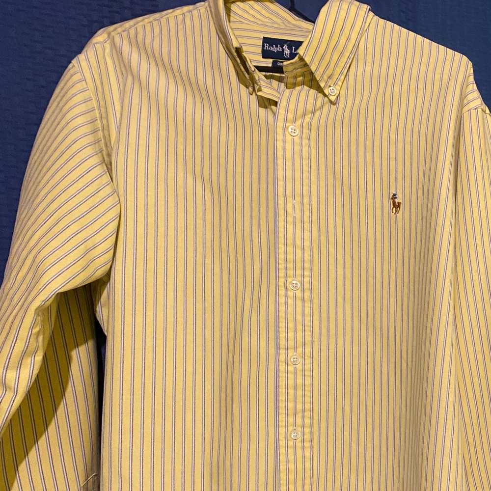 Vintage Ralf Lauren long sleeve button up. Yellow stripe.